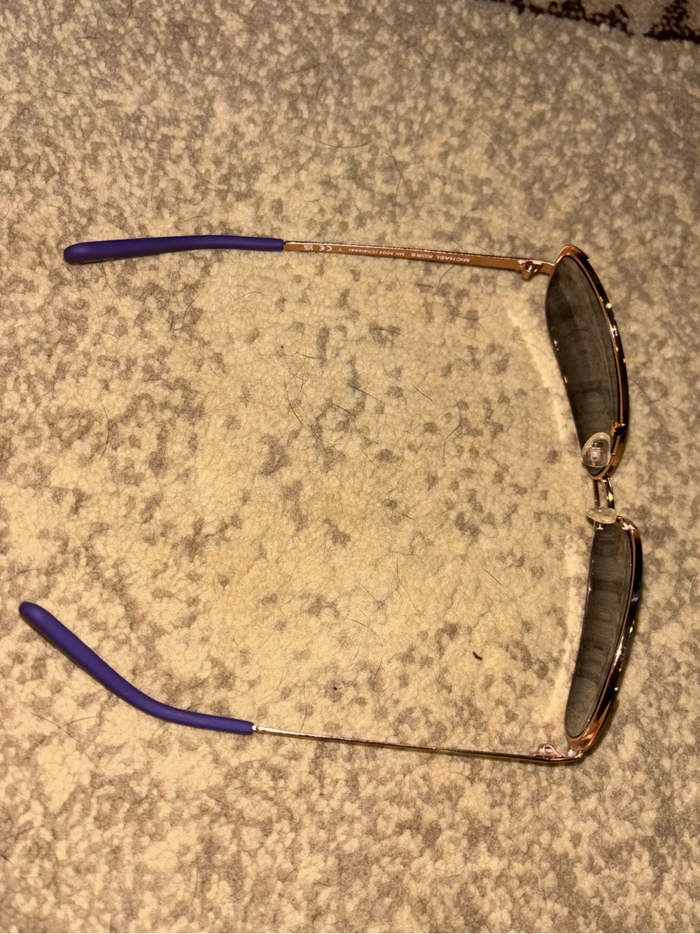 Michael Kors Gold Aviator Sunglasses with Purple Lenses - Picture 5 of 5